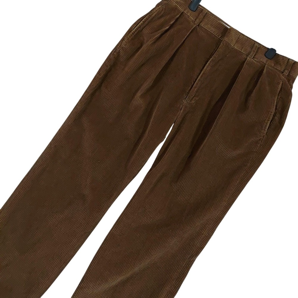 Vintage Brooks Brothers Pants Mens 32x30 Brown Corduroy Pleated Cuffed USA